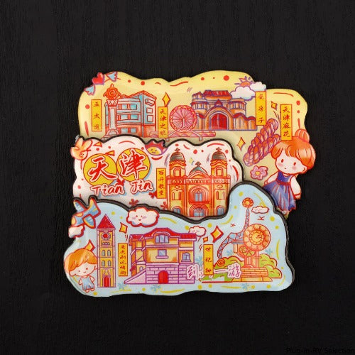 Vol.1-Chic wooden refrigerator magnets souvenirs from China's cities