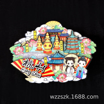 Vol.1-Chic wooden refrigerator magnets souvenirs from China's cities