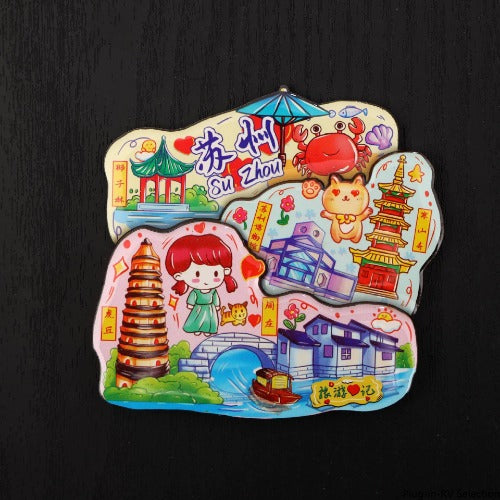 Vol.1-Chic wooden refrigerator magnets souvenirs from China's cities